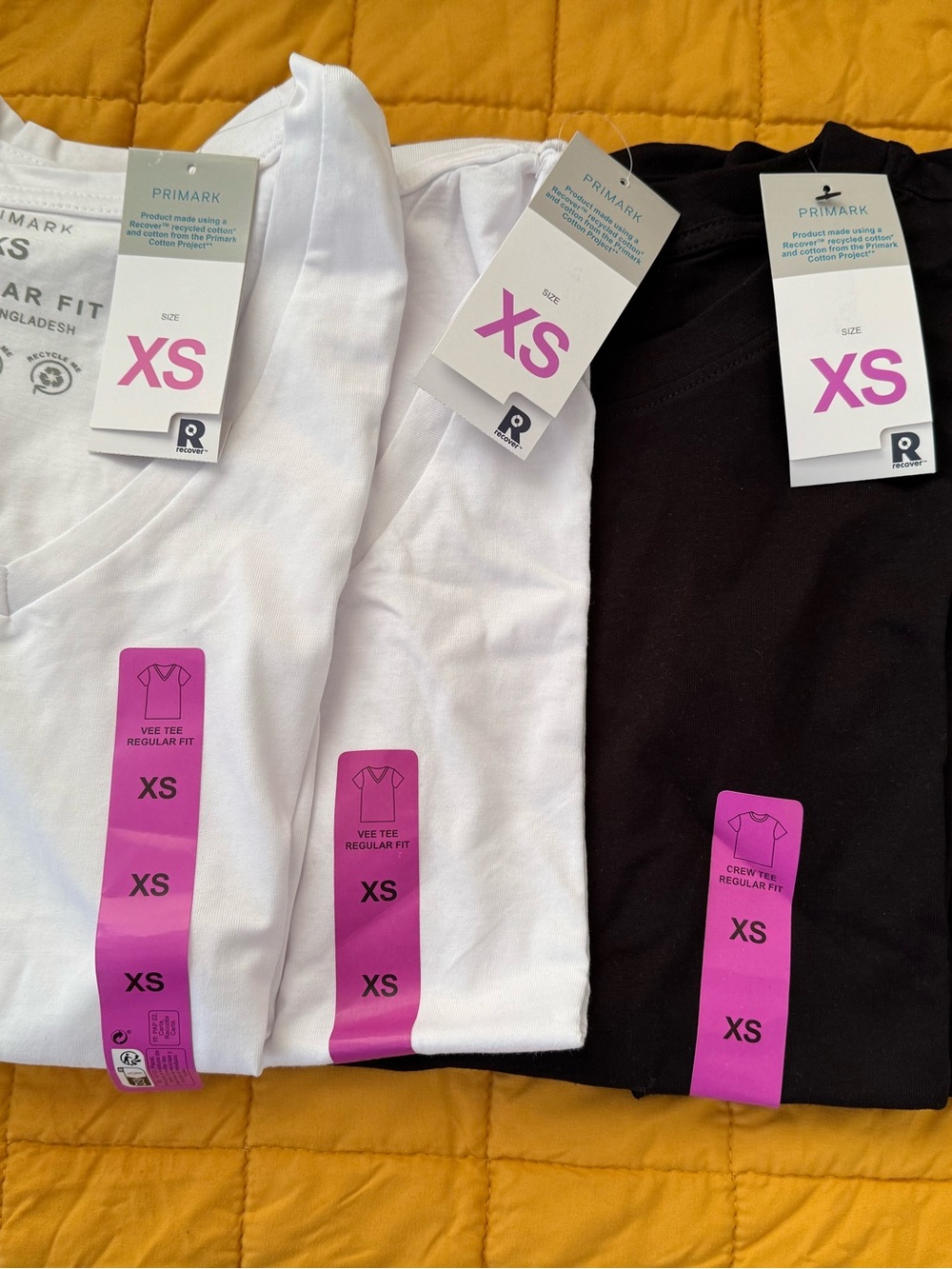4 Primark Women XS  — White & Black Basic Tee Tops new with tags (bundle)